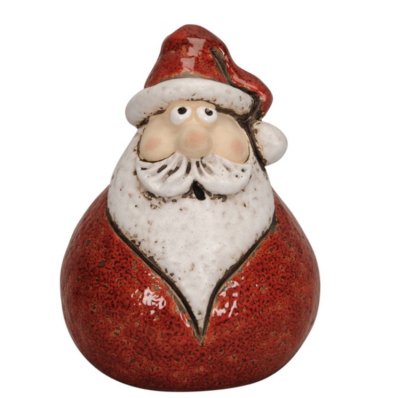Père Noël en Céramique Rouge et Blanc 12x11xH15,5cm