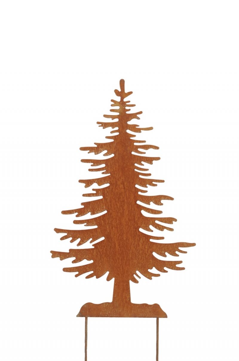 Piquet Sapin en Métal Rouillé 36xH.58cm+18cm