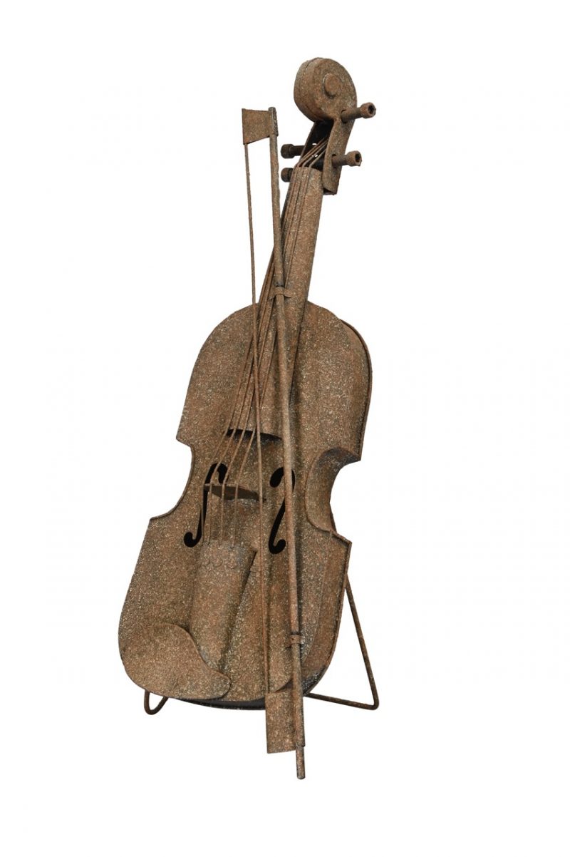 Violon Décoratif en Métal Rouillé 20x19xH.49,5cm
