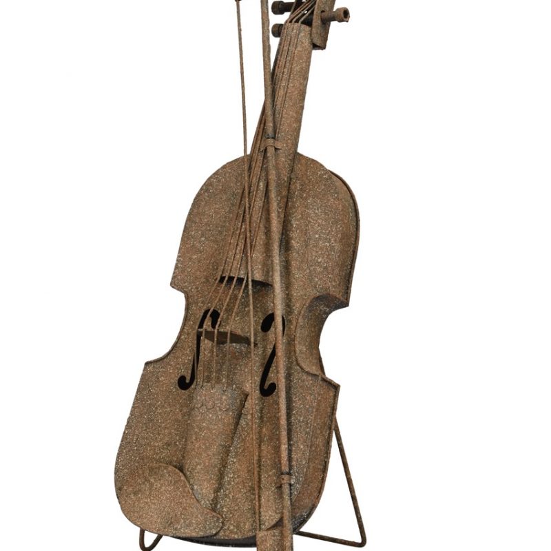 Violon Décoratif en Métal Rouillé 20x19xH.49,5cm