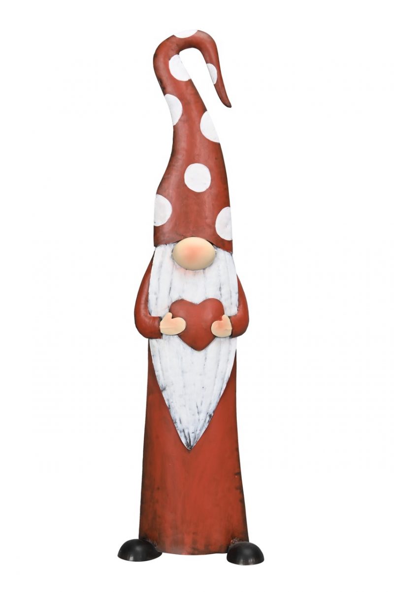 Lutin en Métal Rouge et Blanc avec Coeur 20x9,5xH71cm