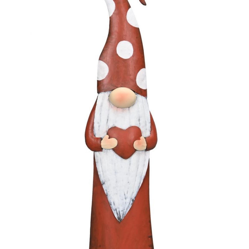 Lutin en Métal Rouge et Blanc avec Coeur 20x9,5xH71cm