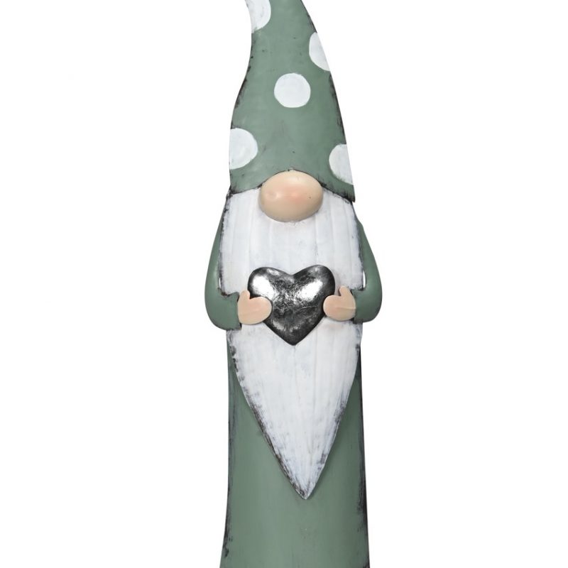 Lutin en Métal Vert et Blanc avec Coeur 20x9,5xH71cm