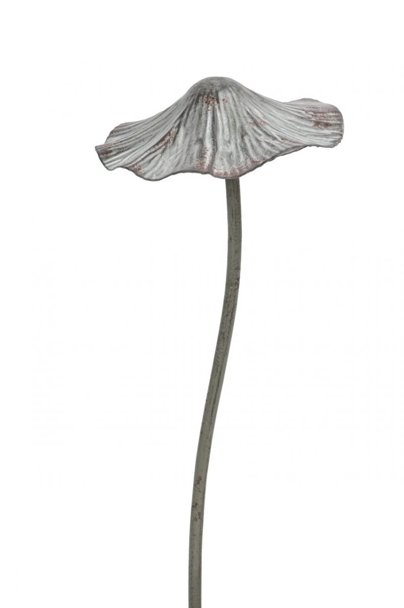 Piquet Champignon en Métal Gris Vieilli ø14xH41cm