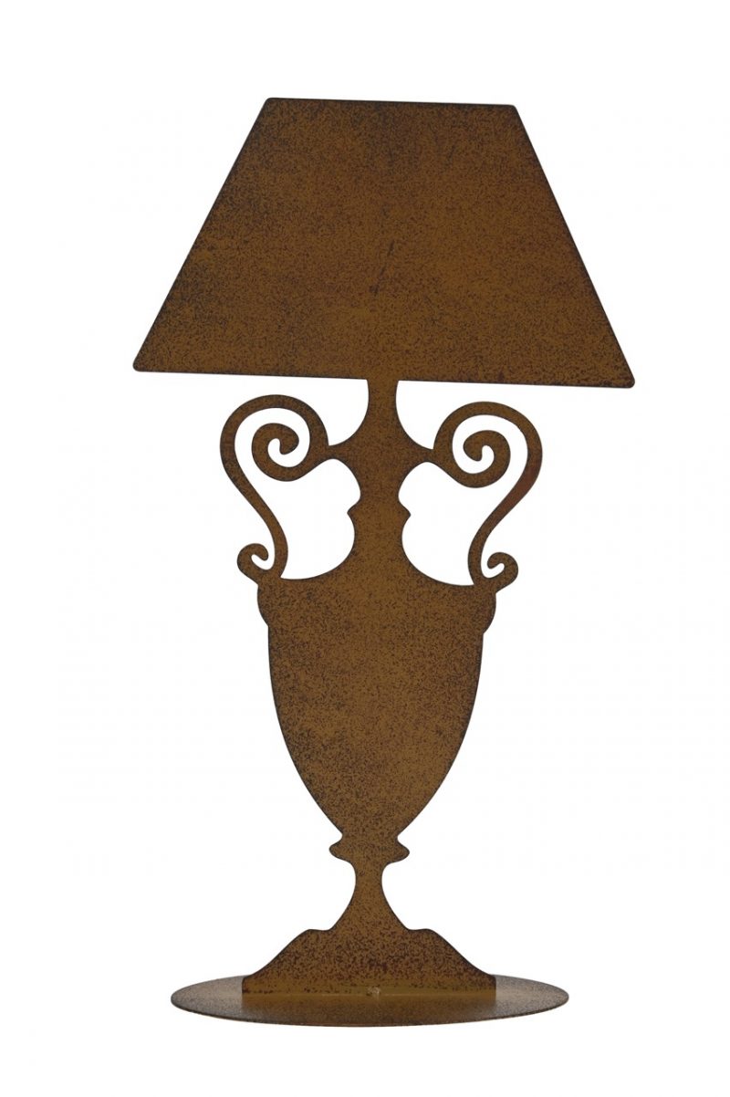 Lampe Décorative sur Socle en Métal Rouillé 22x9xH40cm