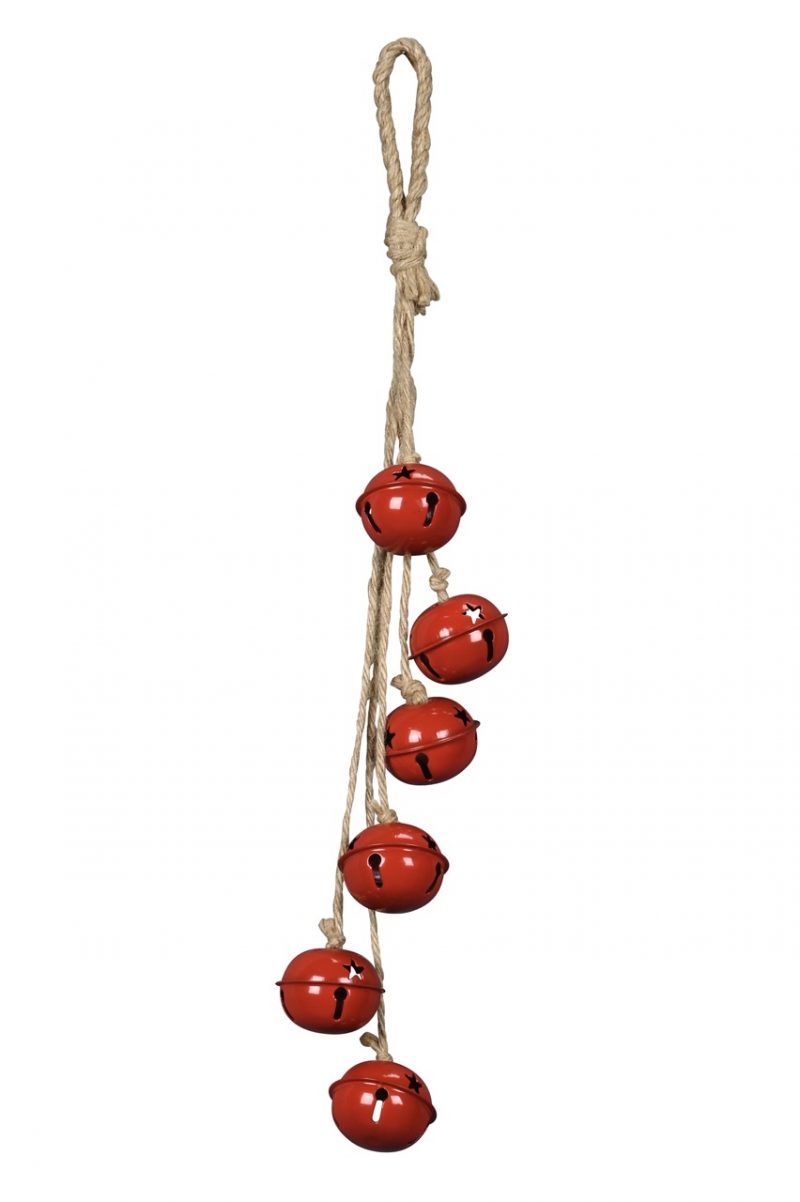 Guirlande de 6 Grelots en Métal Rouge ø5xH51cm