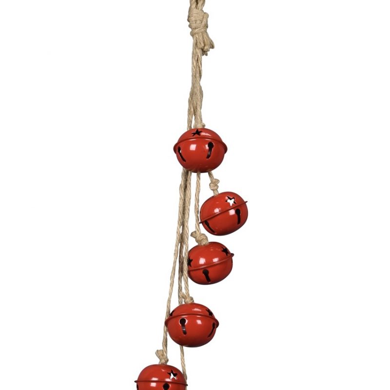 Guirlande de 6 Grelots en Métal Rouge ø5xH51cm