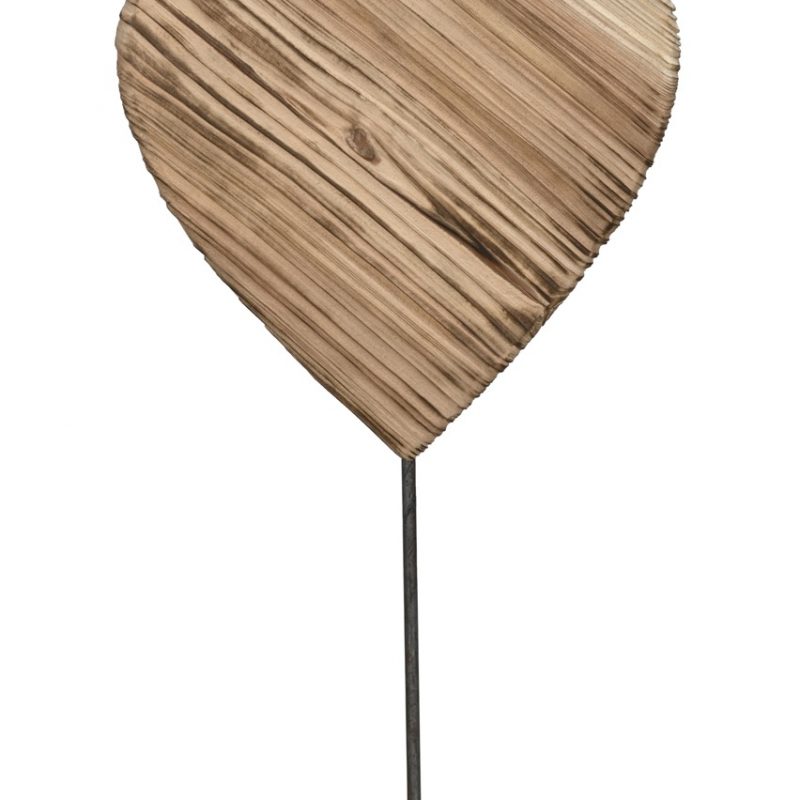 Coeur en Bois Naturel sur Pied 30x4xH56cm