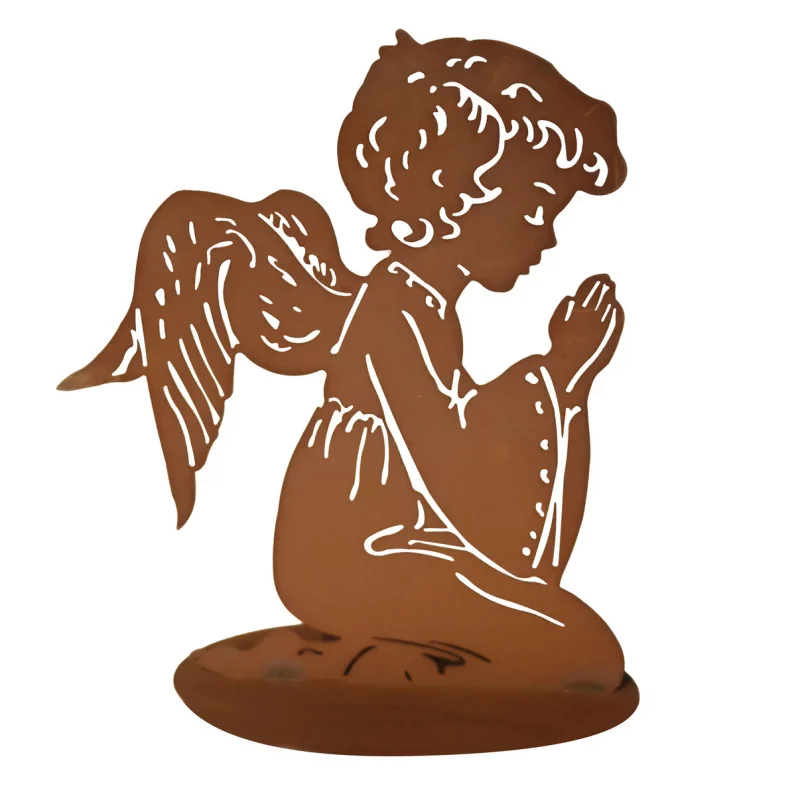 Ange Priant sur Socle, en Métal Rouillé 25xH.30cm