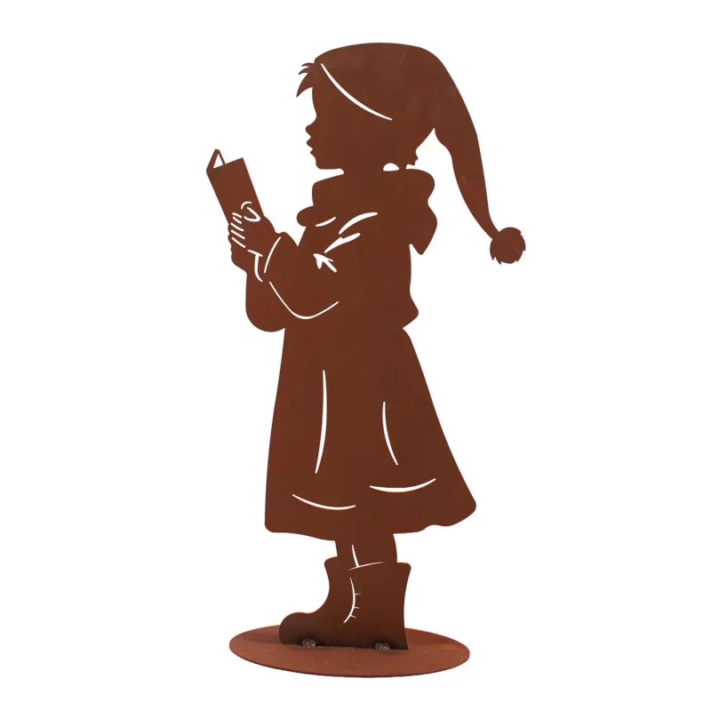 Chanteur de Noël sur Socle en Métal Rouillé 18xH.35cm
