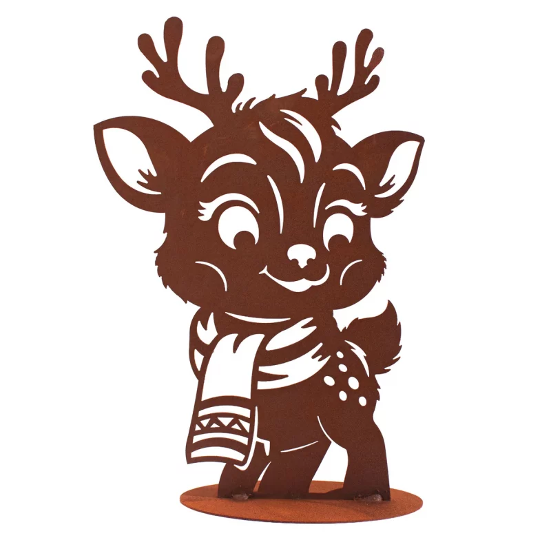 Renne Mignon sur Socle en Métal Rouillé 26xH.38cm