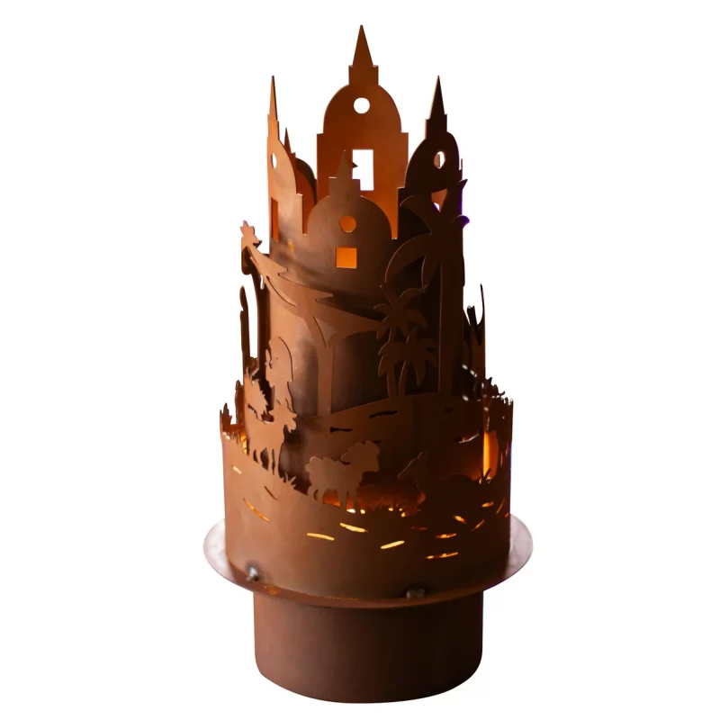 Lampe à Poser Décor de Bethléem en Métal Rouillé avec Douille E14, ø23xH.41cm – Image 2