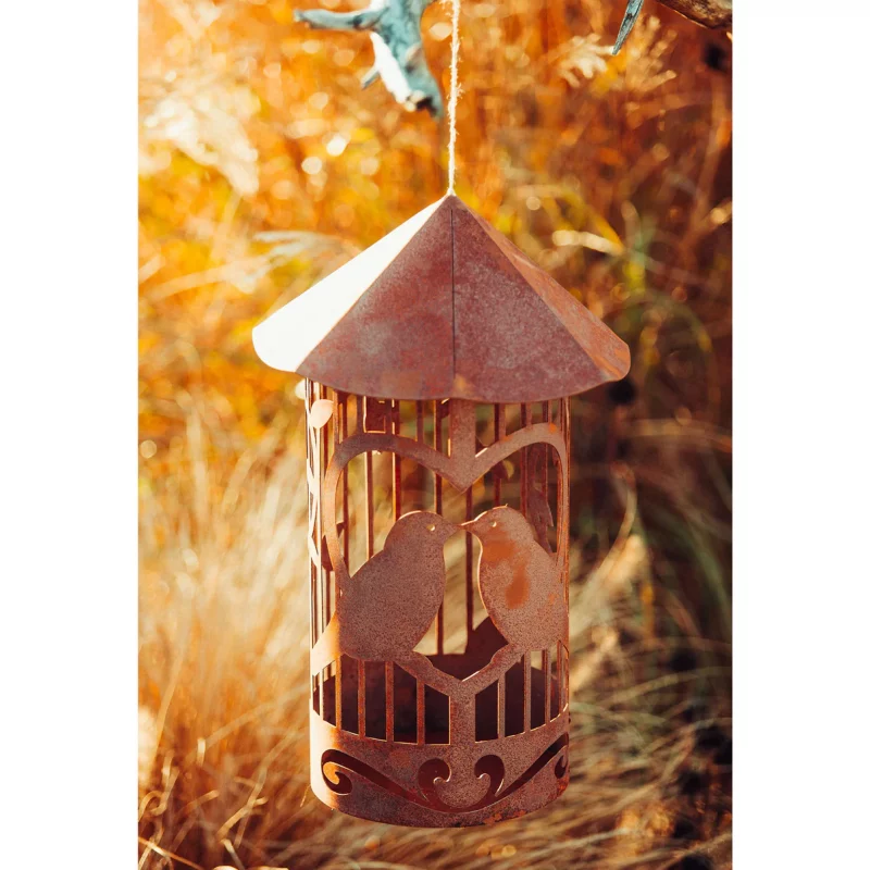 Lanterne "Cage à Oiseaux en Métal Rouillé ø19+ø30xH.46cm