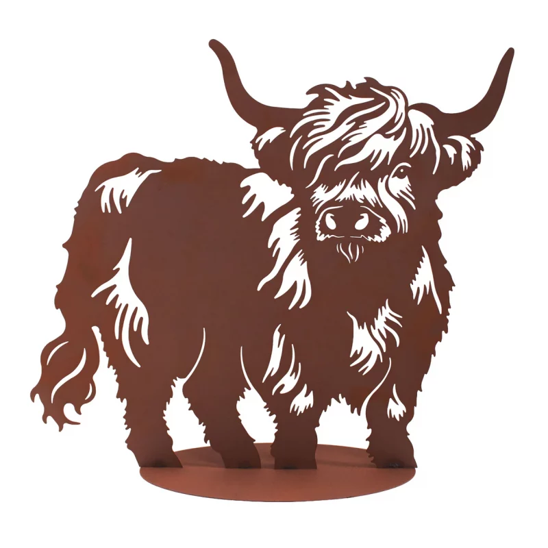Highland sur Socle en Métal Rouillé 65xH.60cm