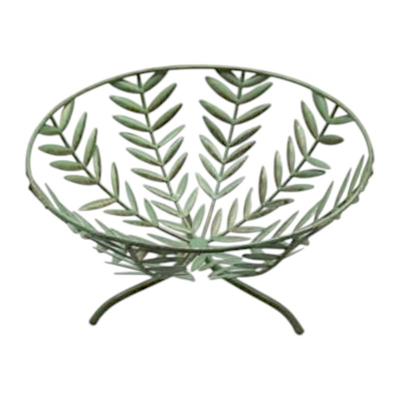 Panier à Fruits en Métal Vert Doré ø26xH15cm