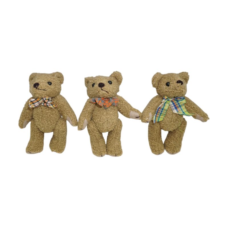 Peluche Ours avec Noeud en Laine, 3 Modèles au Choix 4xH13,5cm – Image 2