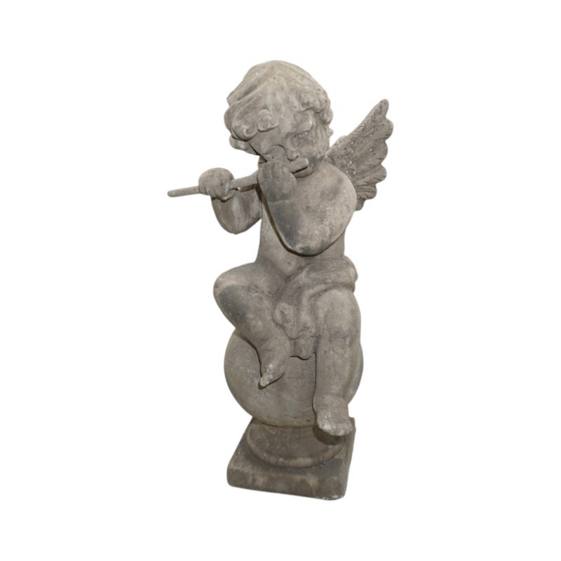 Ange Musicien sur Sphère en Poly/Céramique H41cm – Image 2