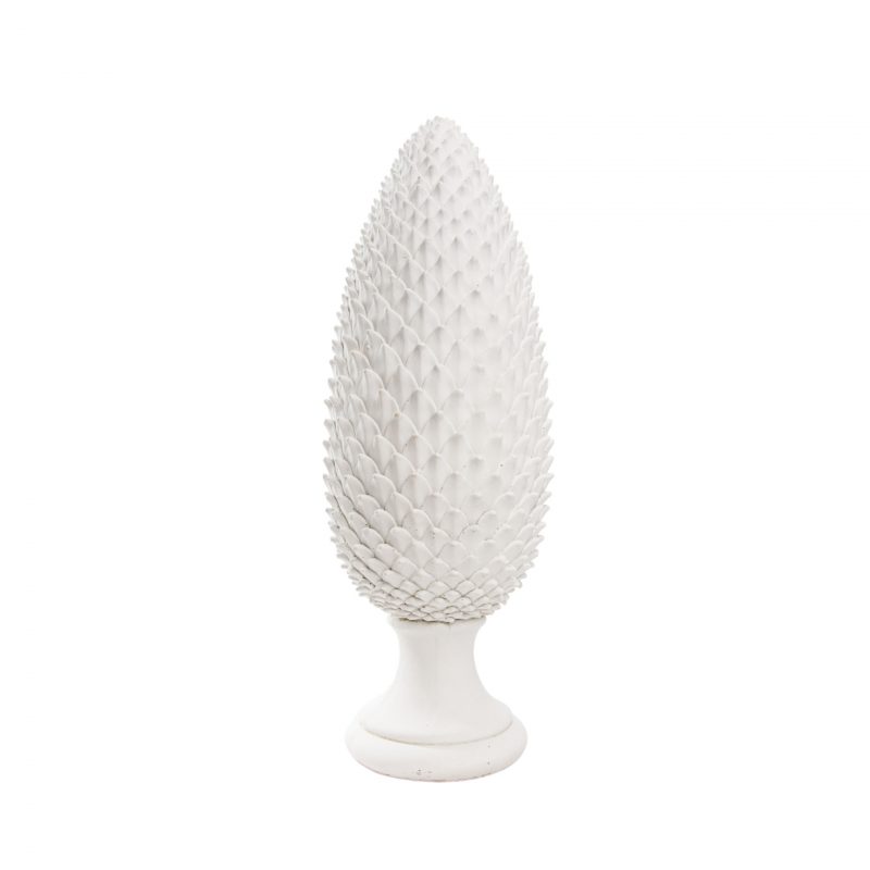 Ornement en Céramique Blanche sur Pied Rond 27xH78cm