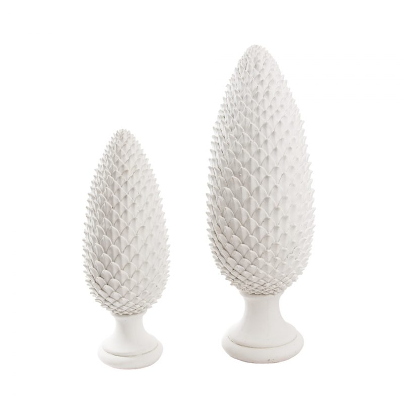 Ornement en Céramique Blanche sur Pied Rond 27xH78cm – Image 2
