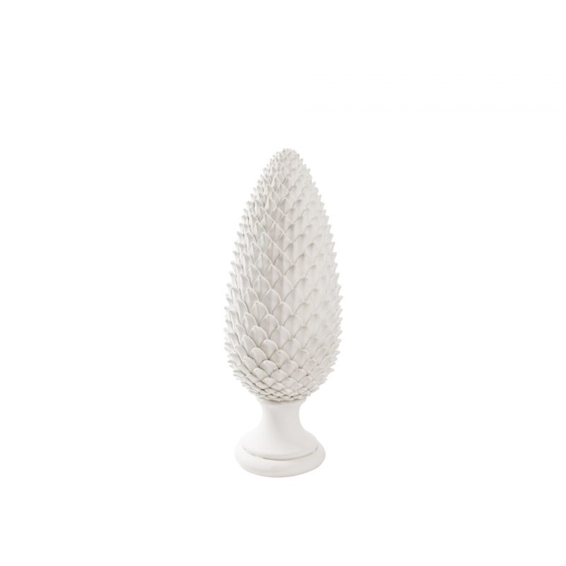 Ornement en Céramique Blanche sur Pied Rond 22xH.58,5cm