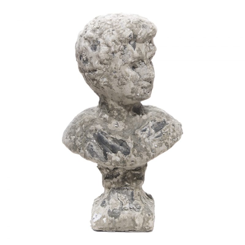 Buste "Peter" en Ciment Gris Antique H.23,5cm