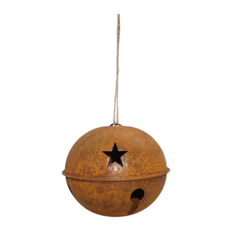 Pendentif Grelot Etoilé en Métal Rouillé ø15cm