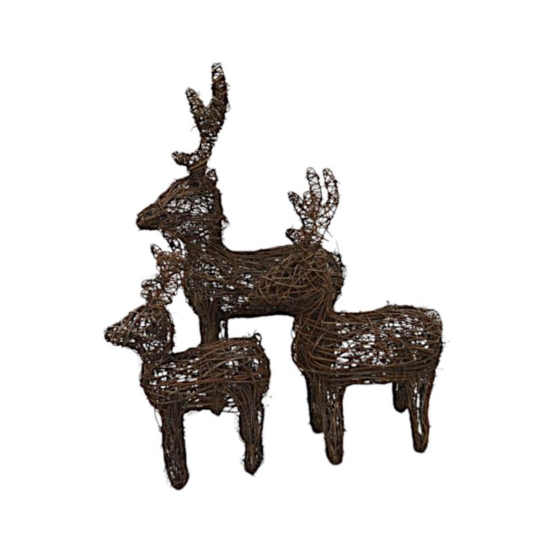 Cerf en Saule Brun Finement Tissé 33xH.52cm
