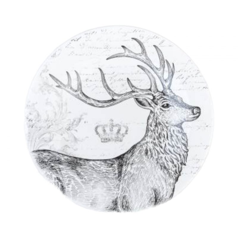 Assiette Décorative en Céramique Décor Cerf ø20,7cmx2,3cm