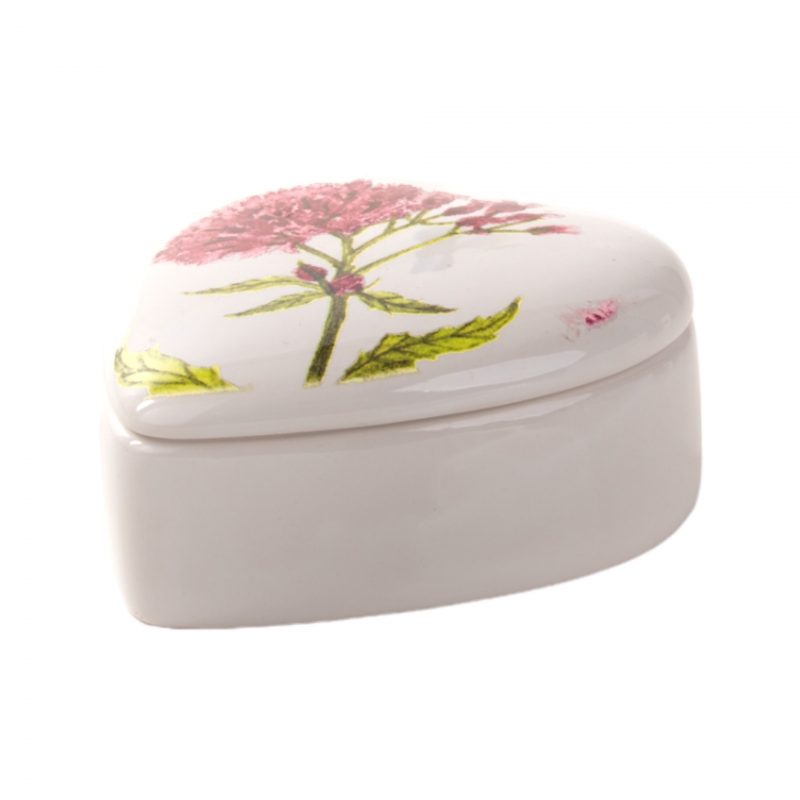 Boîte Coeur en Céramique Blanche Décor Floral 9,5x9xH4,2cm – Image 2