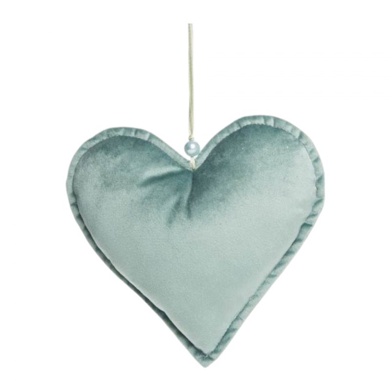 Pendentif Coeur en Tissu Vert d'Eau 19cm