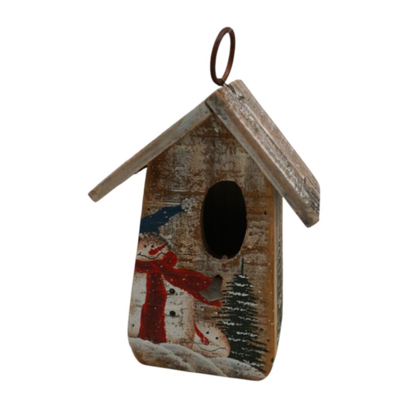 Nichoir en Bois avec Décor Hivernal Peint 14,5x10,5xH.20,5 cm – Image 2