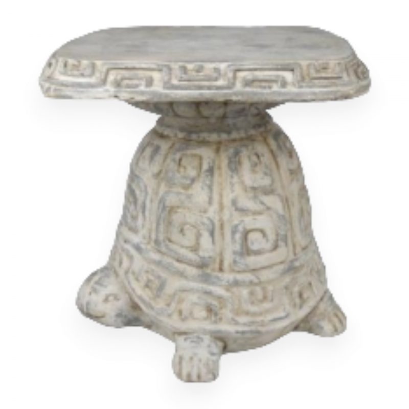 Tabouret Tortue en Pierre Aspect Antique 47x47xH48cm