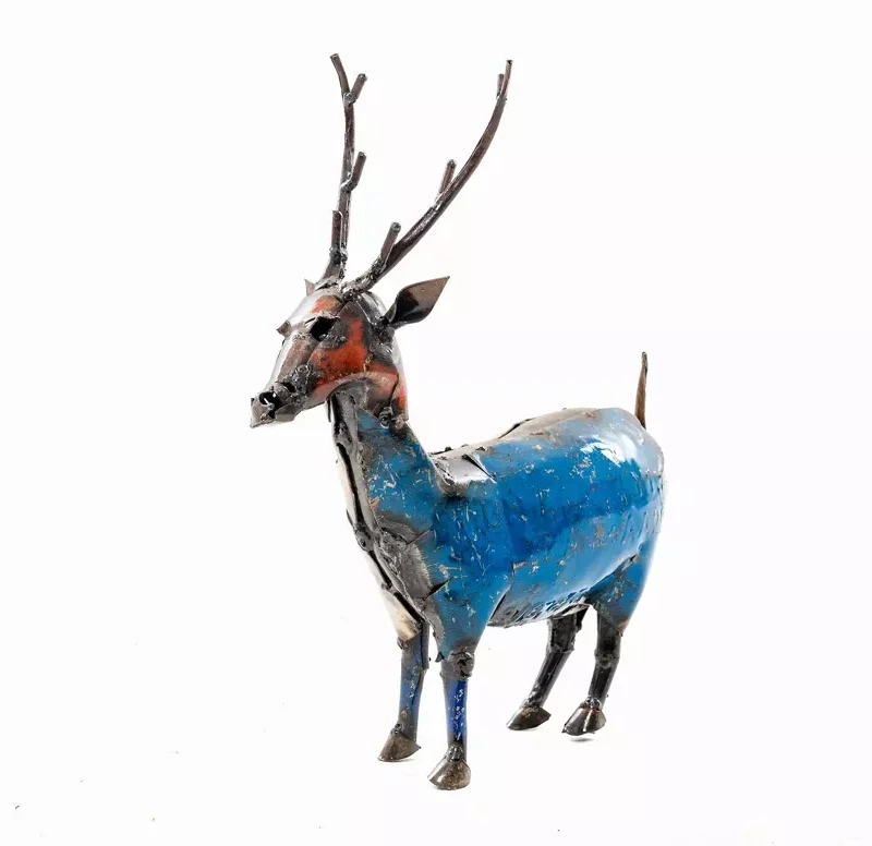 Cerf en Métal Coloré Recyclé, 20x30cm