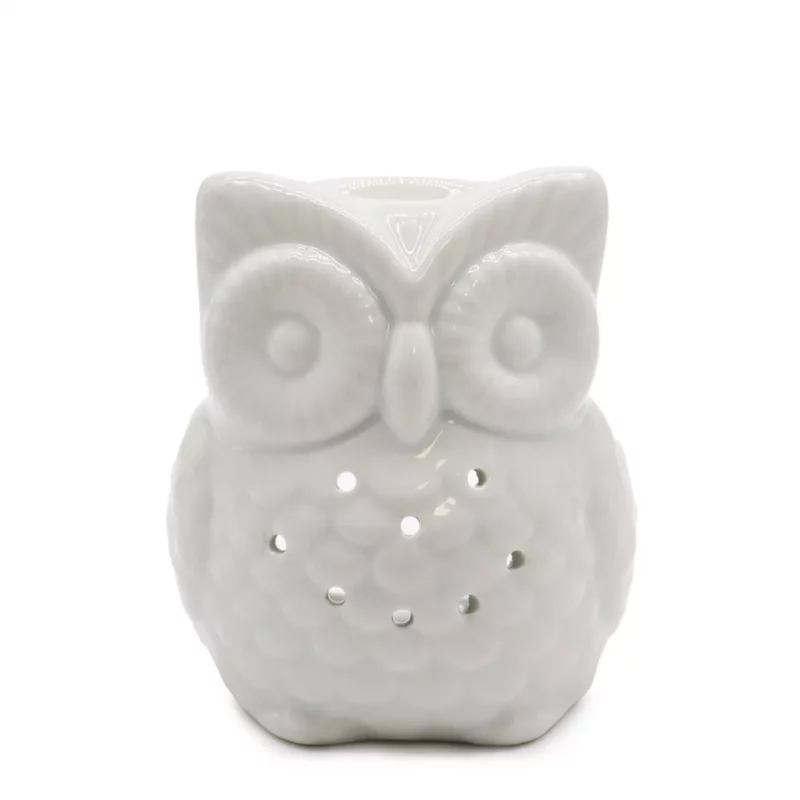 Brûle Parfum "Hibou" en Céramique Blanche 7x10cm