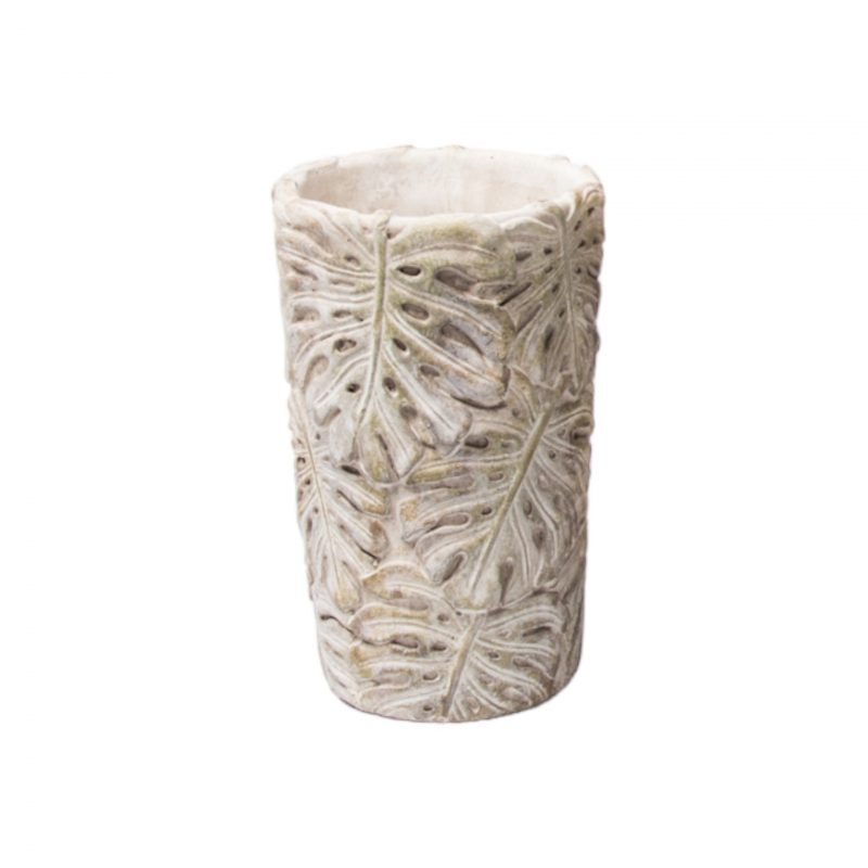 Vase en Céramique Décor Feuilles 11,5xH18cm