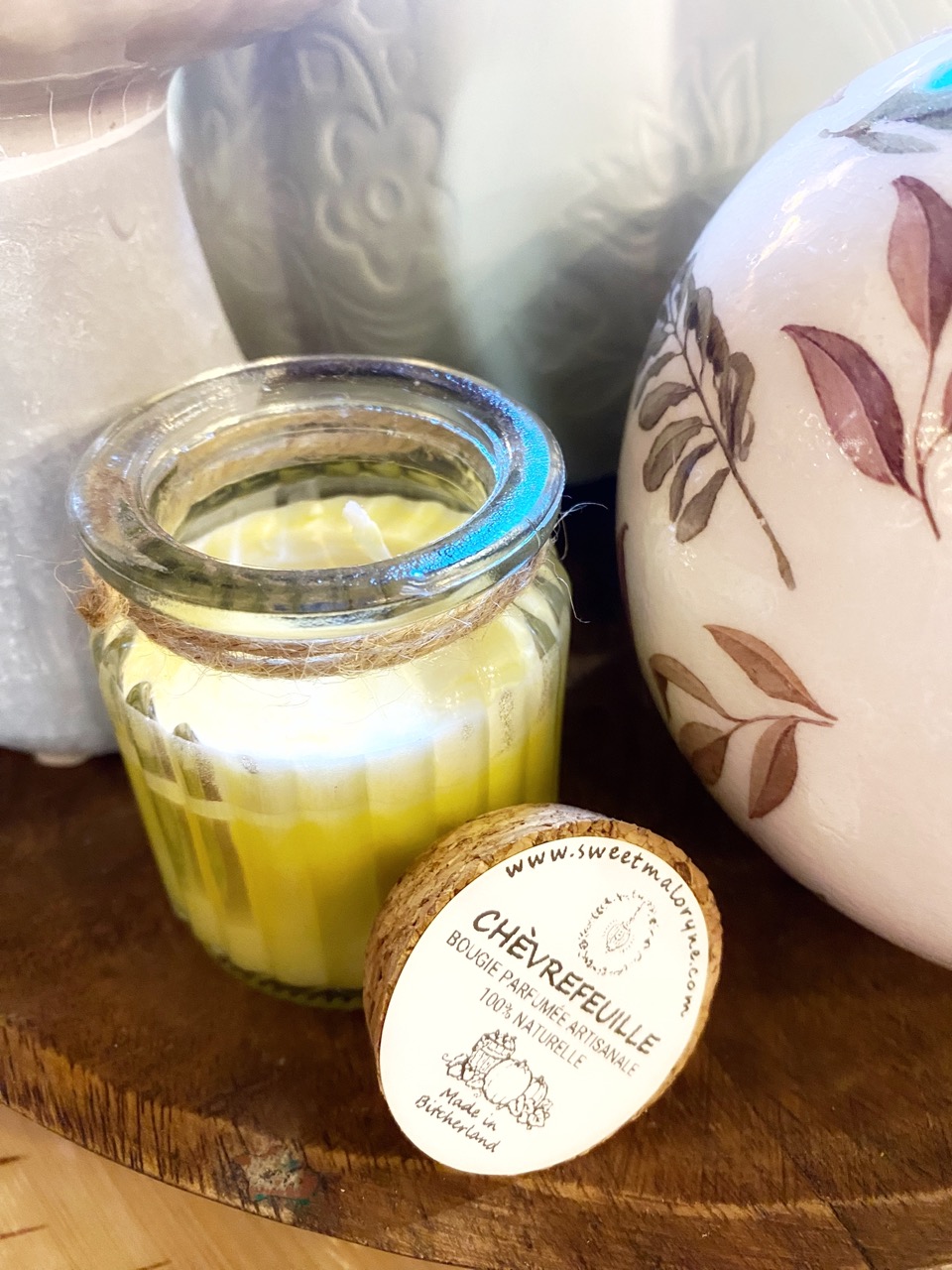 BOUGIE NATURELLE Cire de Soja Parfum de GRASSE, 20H.