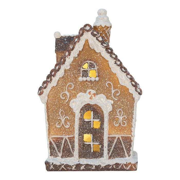 Maison de Pain d'Epice avec LED en Polyrésine 13x9x20cm