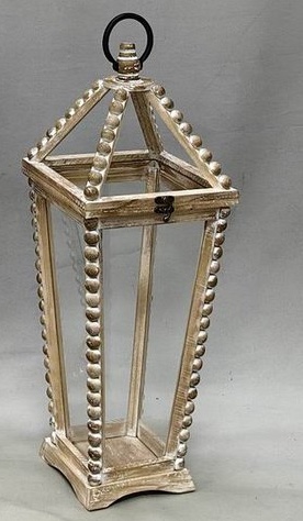 Lanterne en Bois, Métal et Verre 22x22x59,5cm