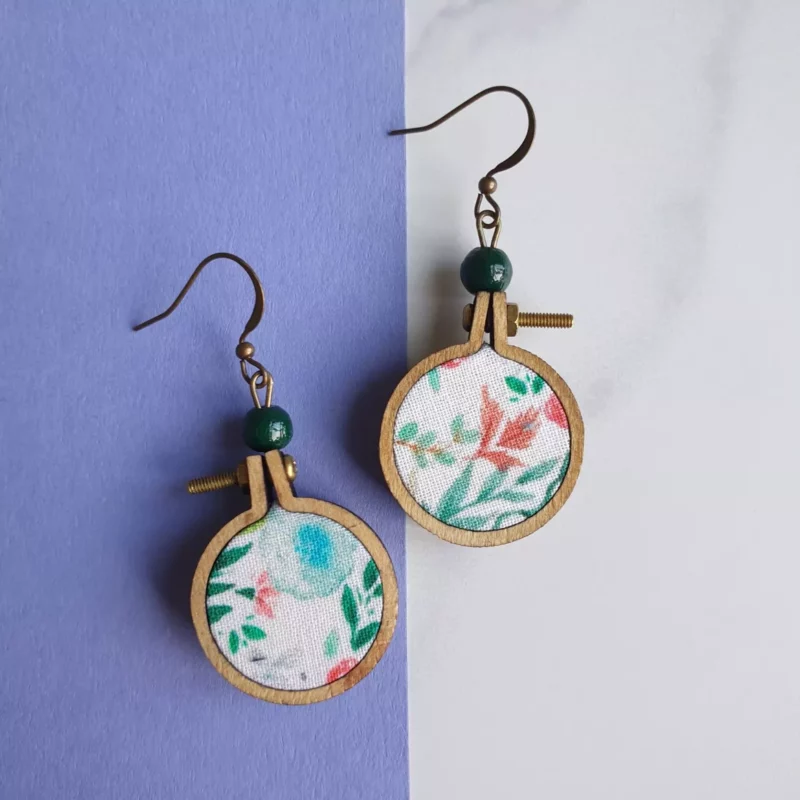 Boucles d'Oreilles "Maty" en Bois et Coton Upcycling