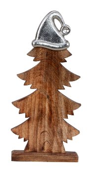 Sapin de Noël à poser en bois avec Bonnet en Métal 20xH.44cm