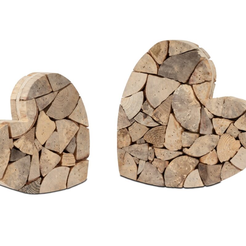 Coeur à Poser en Bois Naturel H.25cm
