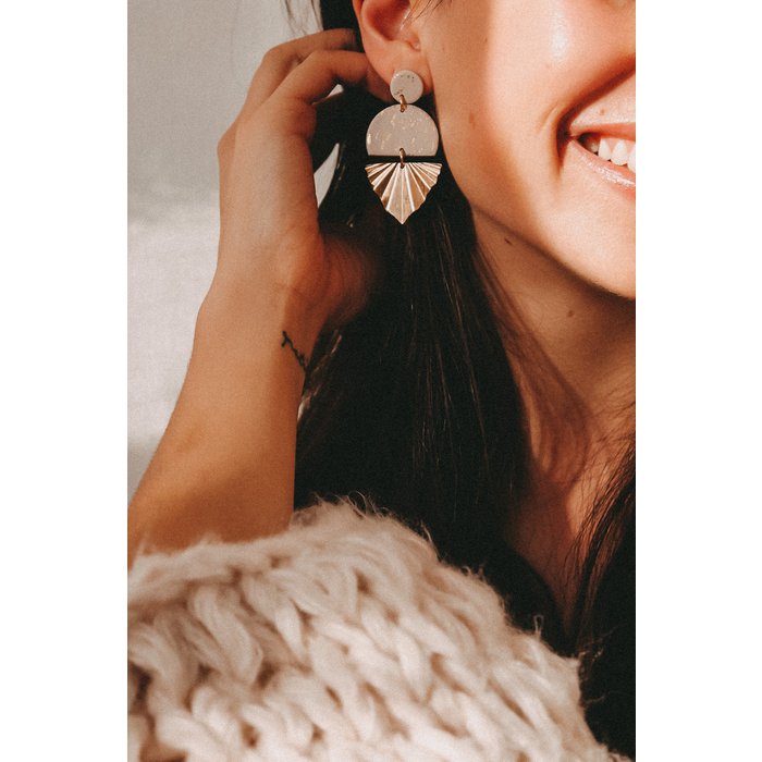 Boucles d'Oreilles Dorées "Eve" en Pâte Polymère