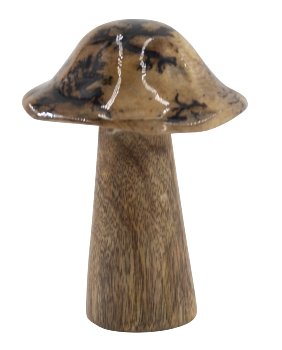 Champignon en Bois Marbré 9xH.12cm
