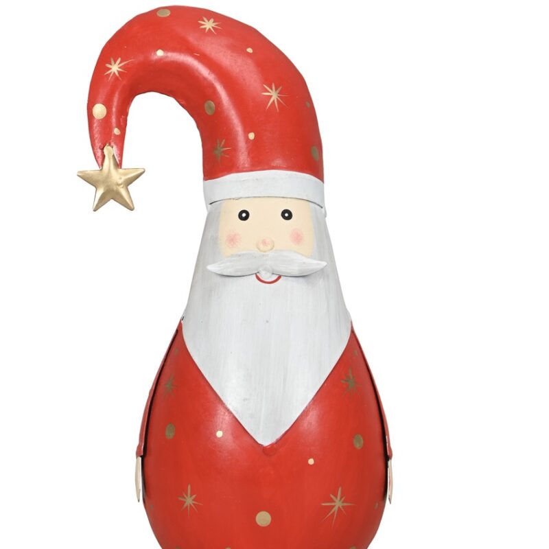 Père Noël en Métal Rouge et Blanc 12,5x10xH.23cm