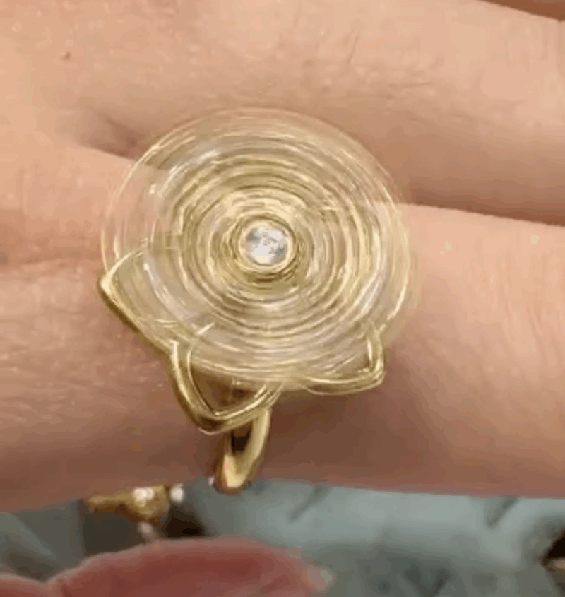 Bague Anti-Stress Tournante Réglable en Acier Inoxydable Doré, Ornée de Strass Etincelants – Image 3