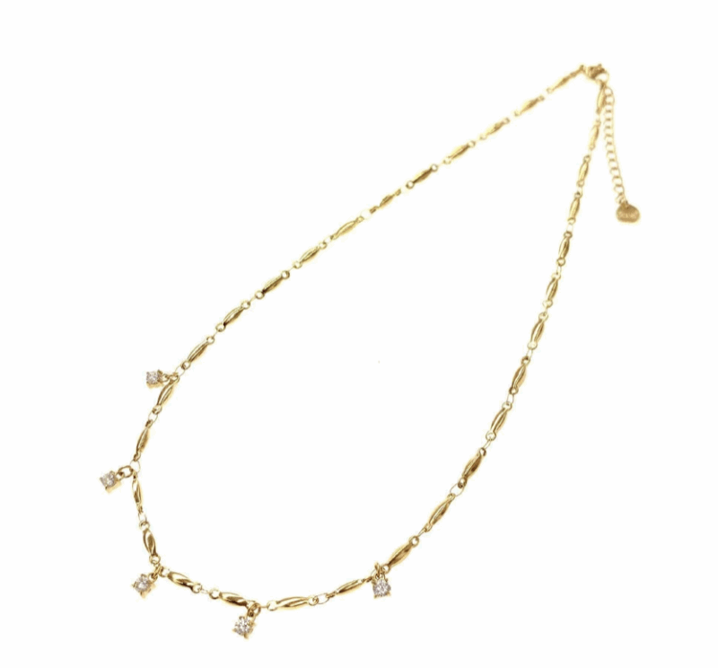Collier Chaîne en Acier Inoxydable Doré, Pendants Strass – Image 3