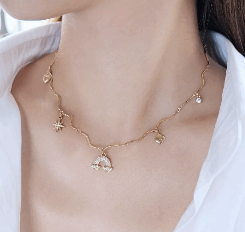 Collier en Acier Inoxydable 5 Breloques