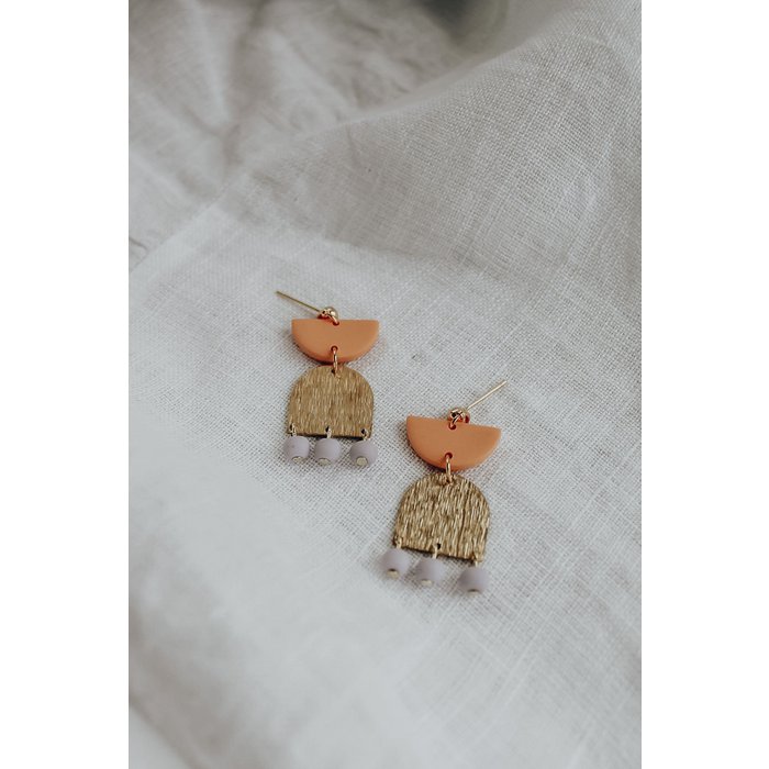 Boucles d'Oreilles Dorées "Lala" en Pâte Polymère
