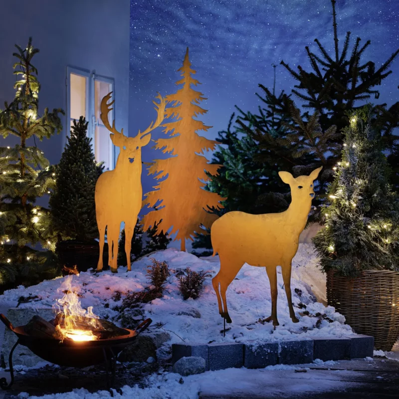 Piquet Cerf en Métal Rouillé 36x112cm