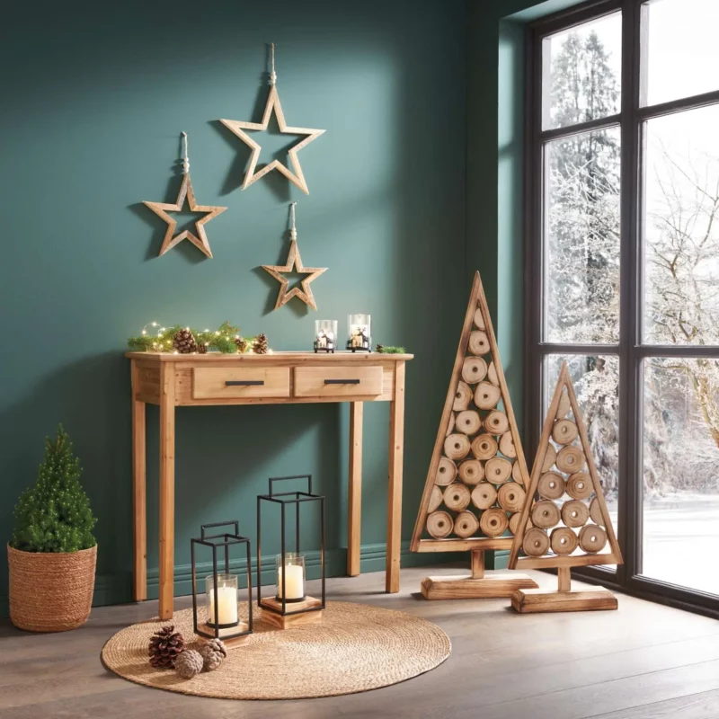 Sapin en Bois de Paulownia Flammé 47 x 12 x 110 cm